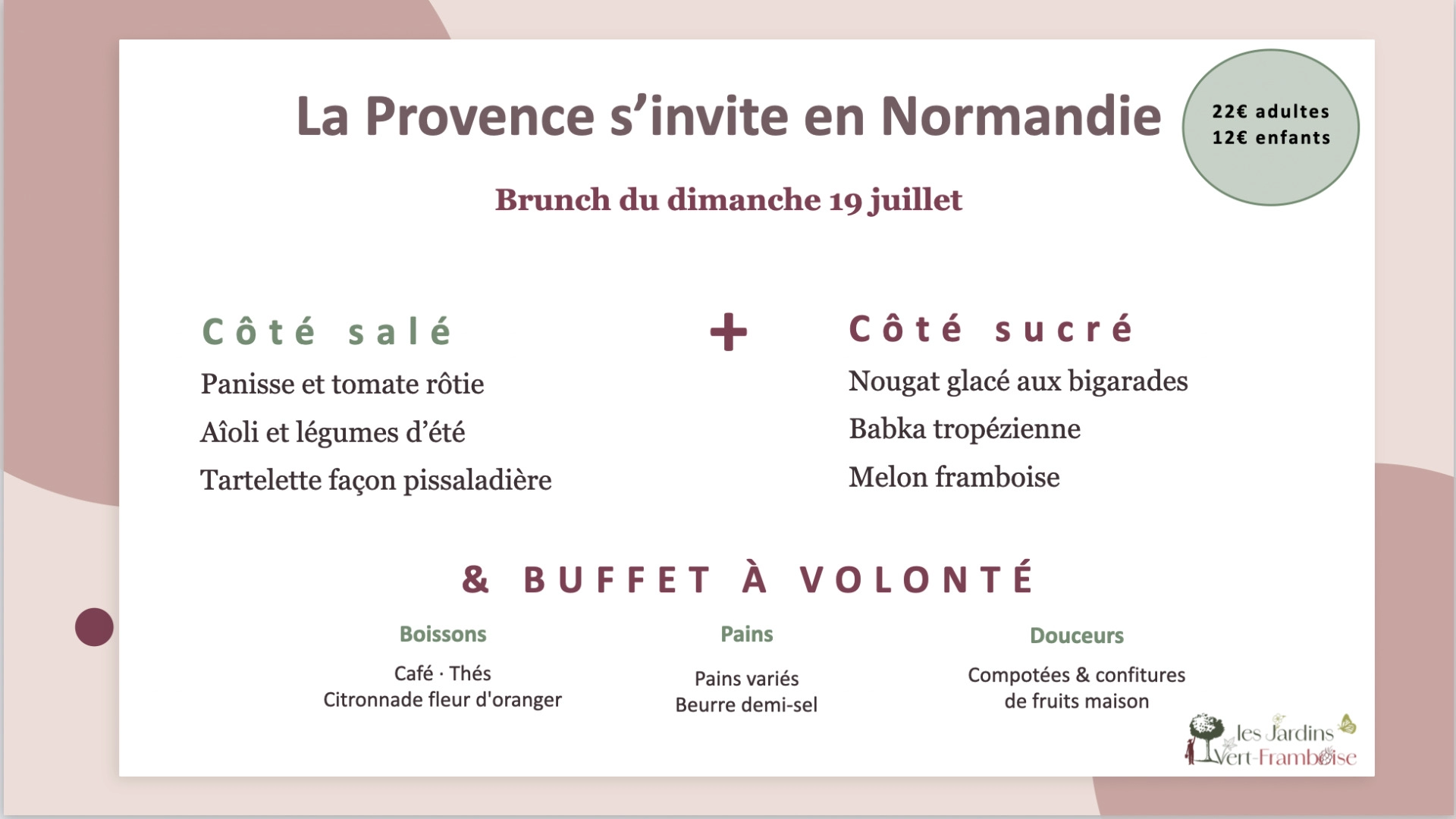 Menu du dimanche 19 juillet 2026